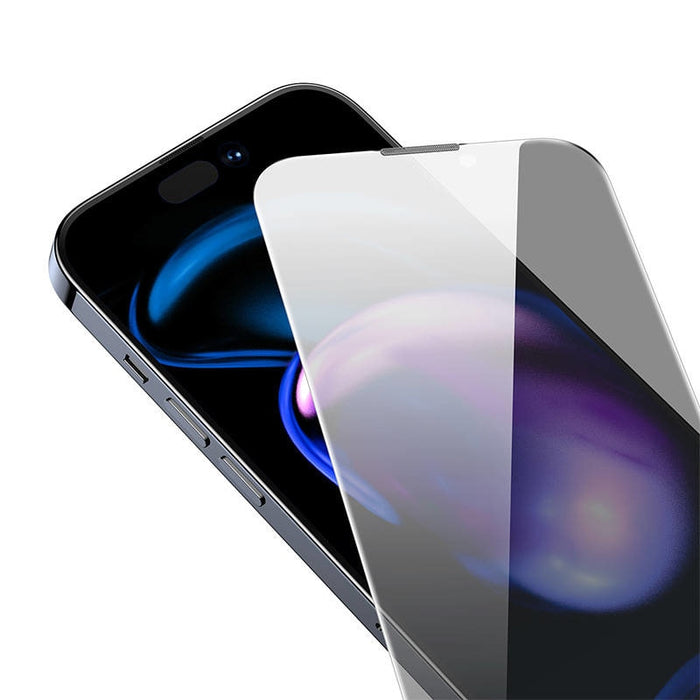 Скрийн протектор от закалено стъкло Baseus Crystal 0.3mm за iPhone 14 Pro, с филтър за поверителност, прахоустойчив