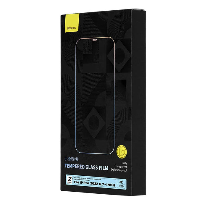 Скрийн протектор от закалено стъкло Baseus Crystal 0.3mm за iPhone 14 Pro Max, прахоустойчив, 2 броя