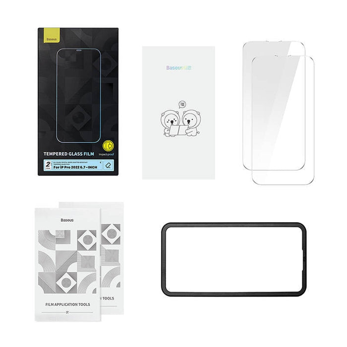 Скрийн протектор от закалено стъкло Baseus Crystal 0.3mm за iPhone 14 Pro Max, удароустойчив, 2бр.