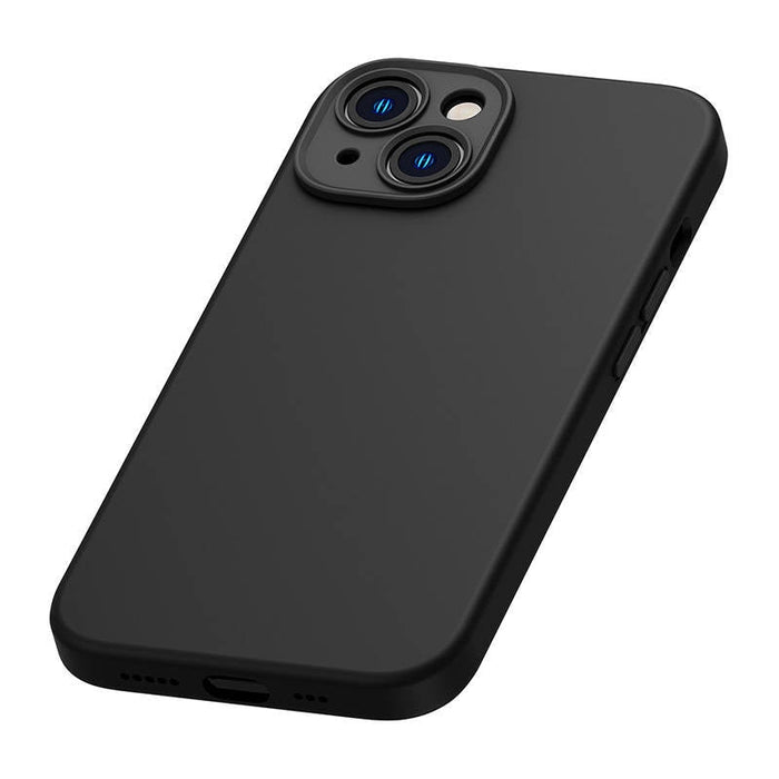 Кейс Baseus Liquid Silica за iPhone 14, със скрийн протектор от закалено стъкло, черен