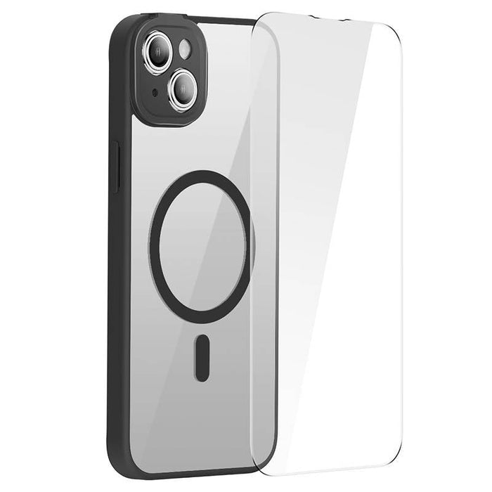 Кейс Baseus Frame Magnetic за iPhone 14 Plus, със скрийн протектор от закалено стъкло, черен