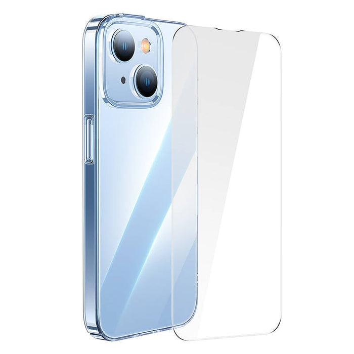 Кейс Baseus Crystal за iPhone 14 Plus, със скрийн протектор от закалено стъкло, прозрачен