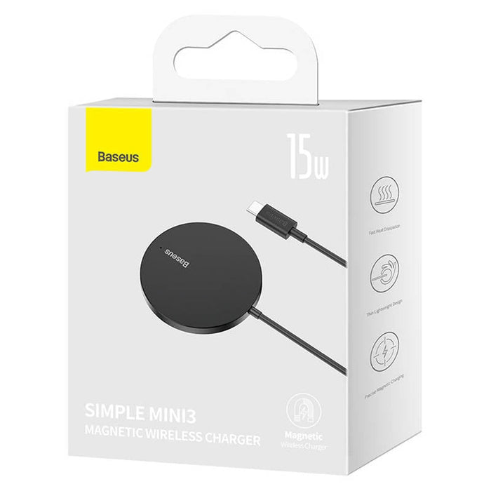 Индуктивно безжично зарядно Baseus Simple Mini3 15W черно