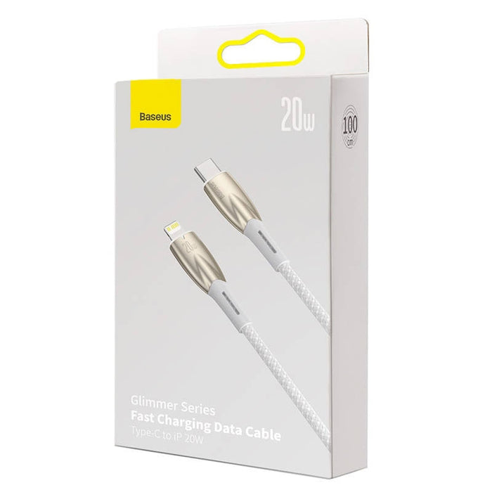 Кабел Baseus Glimmer Series USB-C към Lightning 20W 1m бял