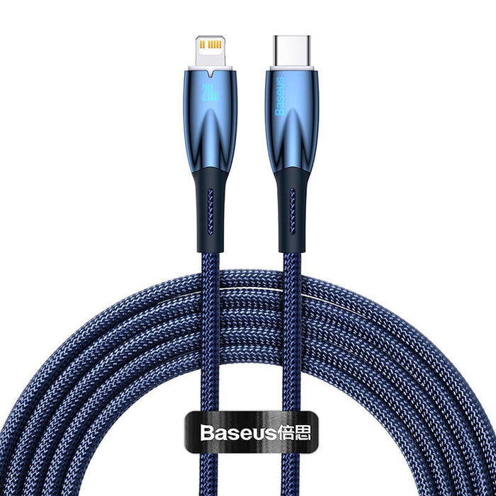 Кабел Baseus Glimmer Series, USB-C към Lightning, 20W, 2m, син