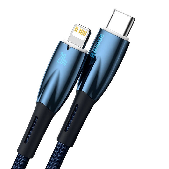 Кабел Baseus Glimmer Series, USB-C към Lightning, 20W, 2m, син