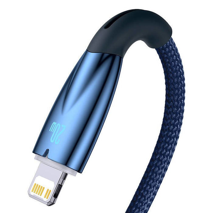 Кабел Baseus Glimmer Series, USB-C към Lightning, 20W, 2m, син