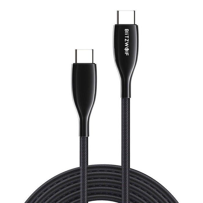 Кабел BlitzWolf BW-TC24, USB-C към USB-C, 100W, 5A, 1.8m, черен