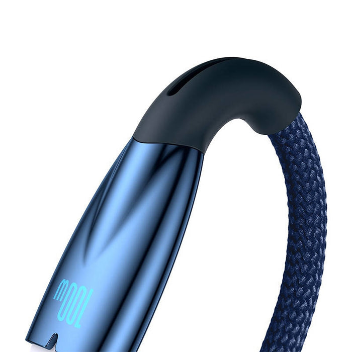 Кабел Baseus Glimmer Series, USB към USB-C, 100W, 2m, син