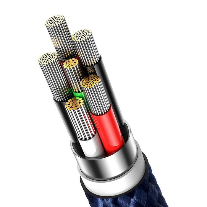 Кабел Baseus Glimmer Series, USB към USB-C, 100W, 2m, син
