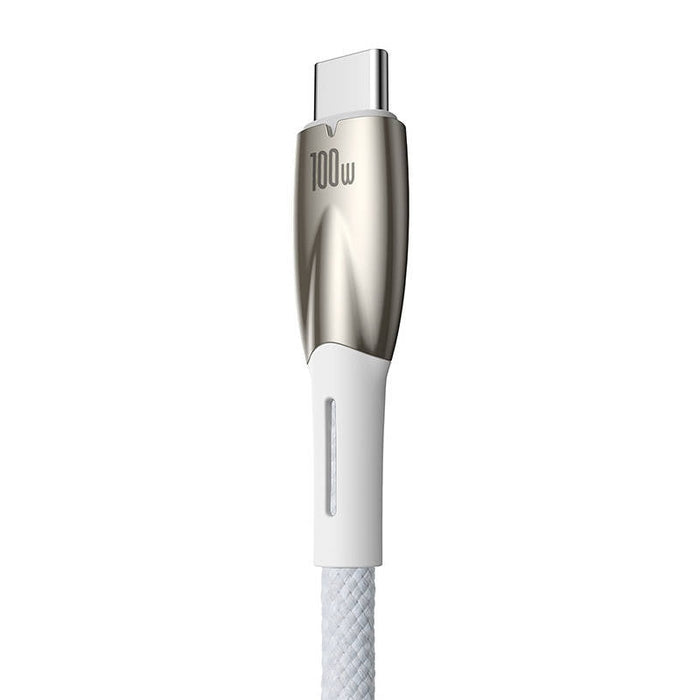 Кабел Baseus Glimmer Series, USB към USB-C, 100W, 2m, бял