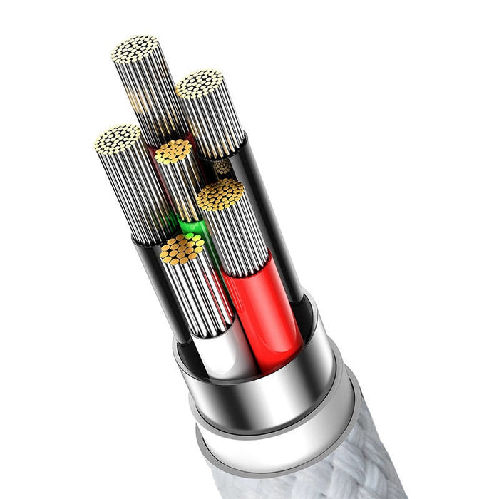 Кабел Baseus Glimmer Series, USB към USB-C, 100W, 2m, бял