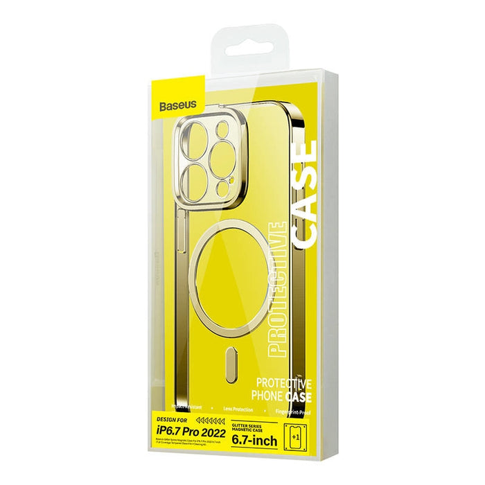 Калъф Baseus Glitter Magnetic за iPhone 14 Pro Max Златен
