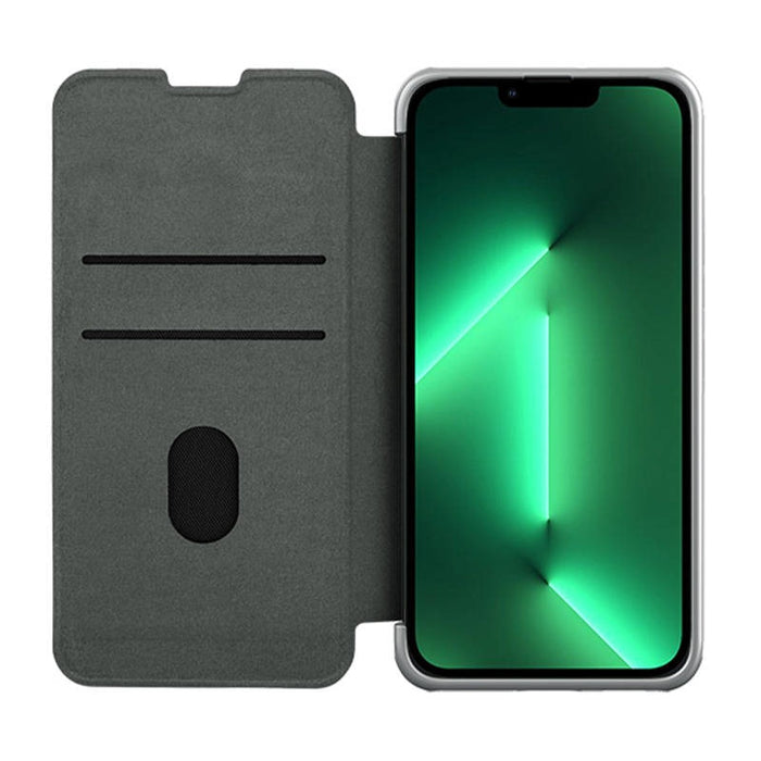 Кожен кейс с протектор за камера Nillkin Qin Pro за iPhone 13 Pro Max, черен