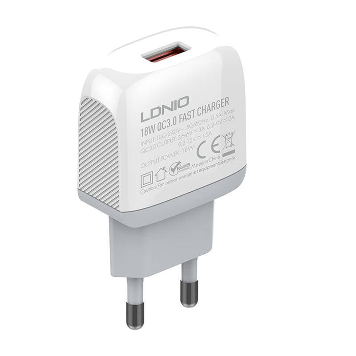 Адаптер LDNIO A1307Q 18W с USB - C кабел