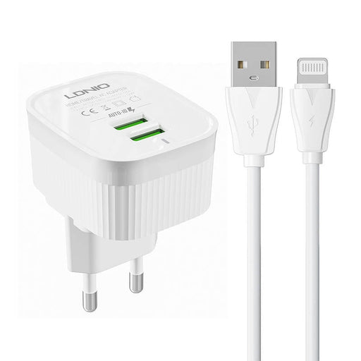 Адаптер LDNIO A201 2USB с Lightning кабел