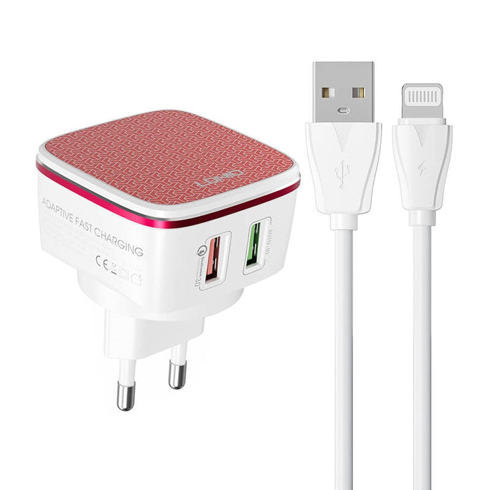 Адаптер LDNIO A2405Q 2USB с Lightning кабел
