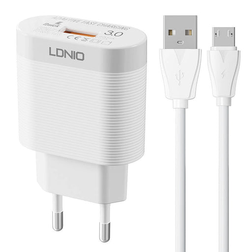 Адаптер LDNIO A303Q USB 18W с MicroUSB кабел