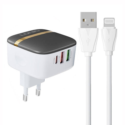 Адаптер LDNIO A3513Q 2USB USB - C 32W с Lightning кабел