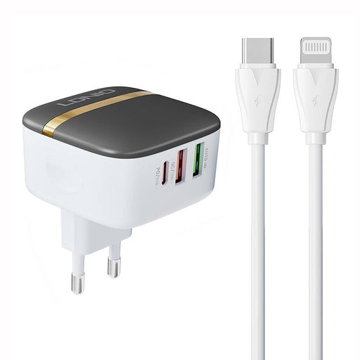 Адаптер LDNIO A3513Q 2USB USB - C 32W с към Lightning кабел