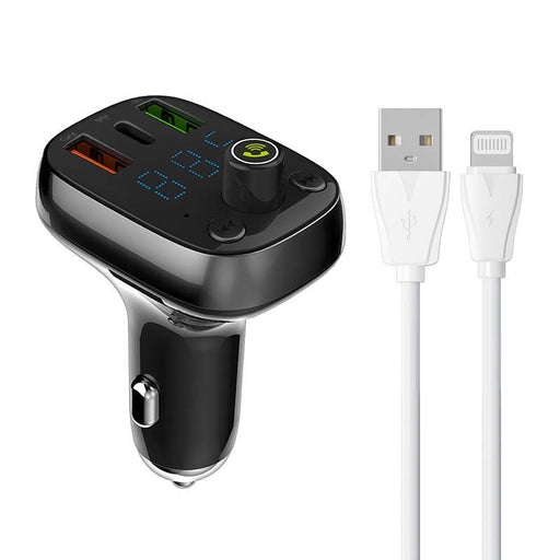 FM трансмитер Bluetooth C704Q 2USB USB - C с Lightning кабел