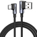 Ъглов кабел UGREEN US176 USB - A 2.0 към USB - C 3A 3m черен