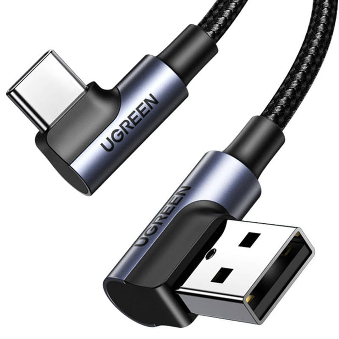 Ъглов кабел UGREEN US176 USB - A 2.0 към USB - C 3A 3m черен