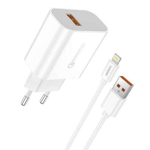 Адаптер Foneng EU46 USB QC3.0 18W с към Lightning кабел