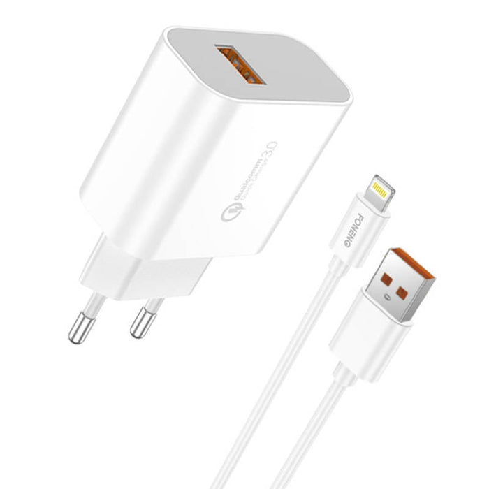 Адаптер Foneng EU46 USB QC3.0 18W с към Lightning кабел