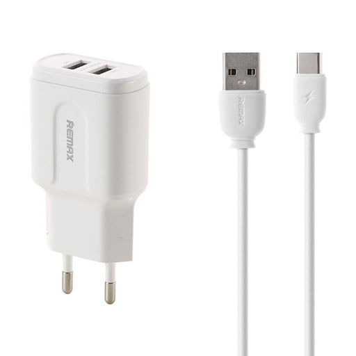 Адаптер Remax RP - U22 2x USB 2.4A бял + USB - C кабел