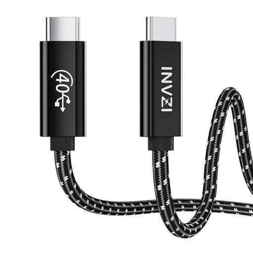 Кабел INVZI USB - C / USB4.0 Gen3 240W 40Gbps 1m черен