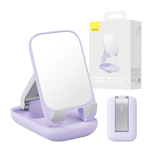 Сгъваема стойка за телефон Baseus с огледало лилава