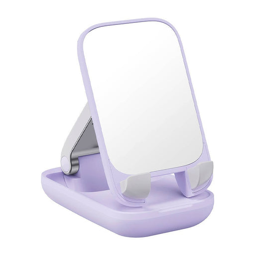 Сгъваема стойка за телефон Baseus с огледало лилава