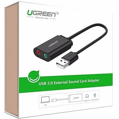 USB адаптер за външни аудио карти UGREEN 15cm черен