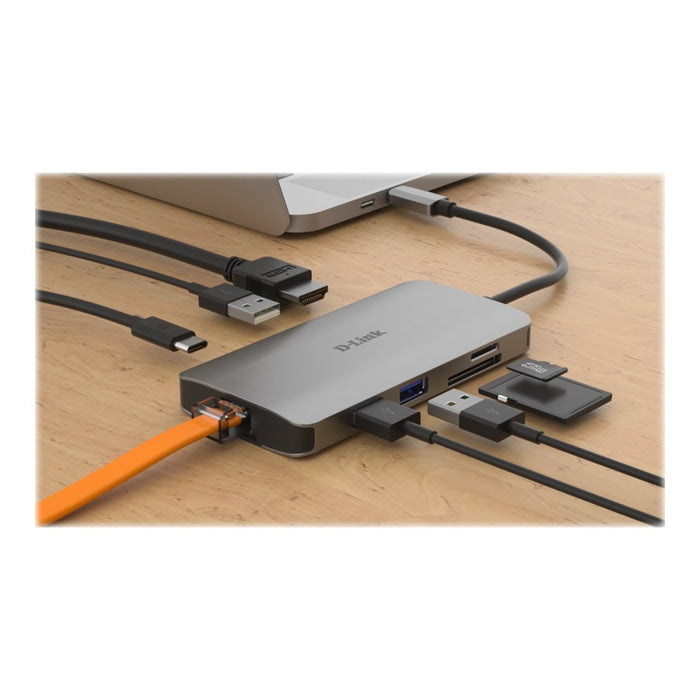 Хъб D - LINK USB - C 8 - port USB 3.0 hub with HDMI and