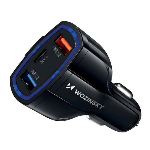 Зарядно устройство за кола Wozinsky USB x2 USB - C Черен