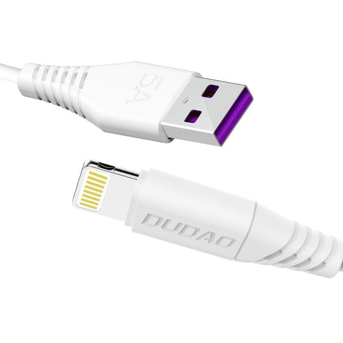 Кабел Dudao USB към Lightning бързо зареждащ 5A 2m бял