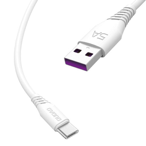 Кабел Dudao USB към USB - C бързо зареждащ 5A 2m бял