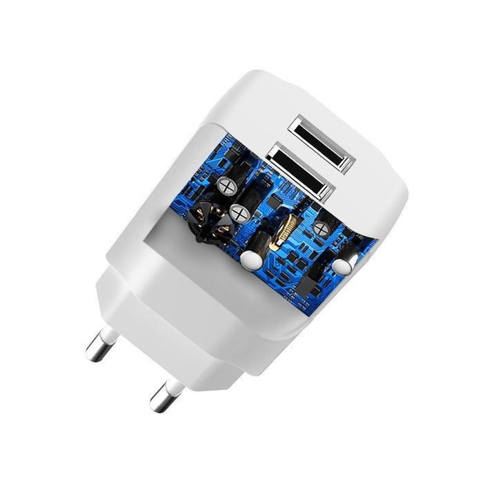 Зарядно устройство Dudao EU 2x USB 5V / 2.4A Бял