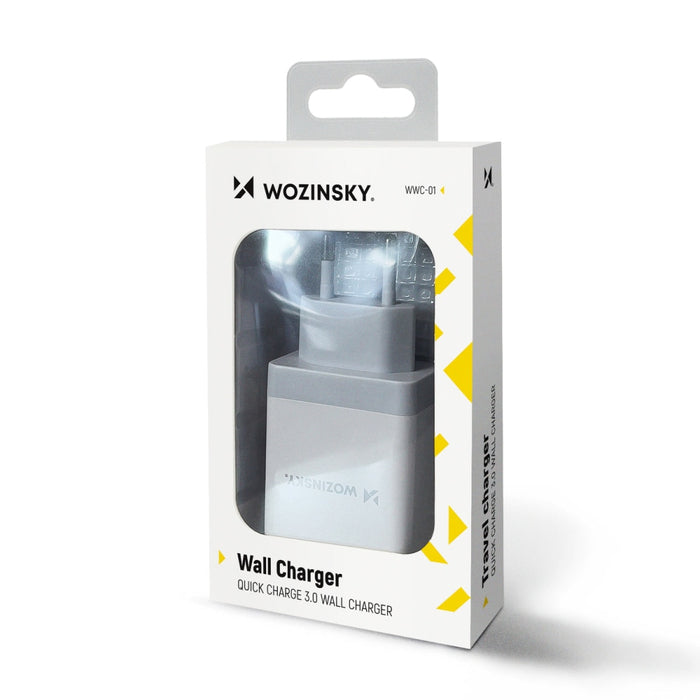 Мрежово зарядно Wozinsky QC 3.0 3xUSB 30W бял