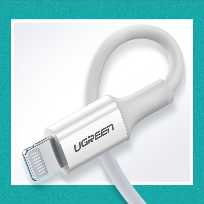 Кабел Ugreen USB - C към Lightning MFI 1m 3A 18W бял