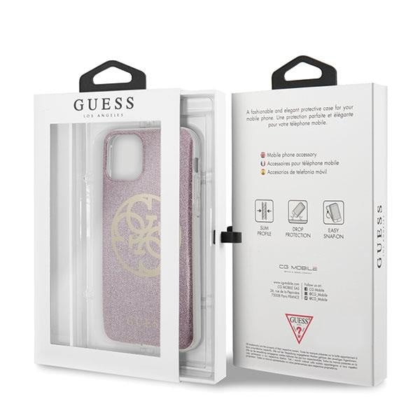 Кейс Guess Circle Glitter за Apple iPhone 11 Pro Max Розов