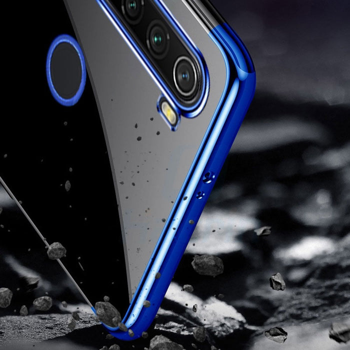 Калъф за телефон Clear Color Gel TPU Electroplating frame за Motorola G8 Play, син