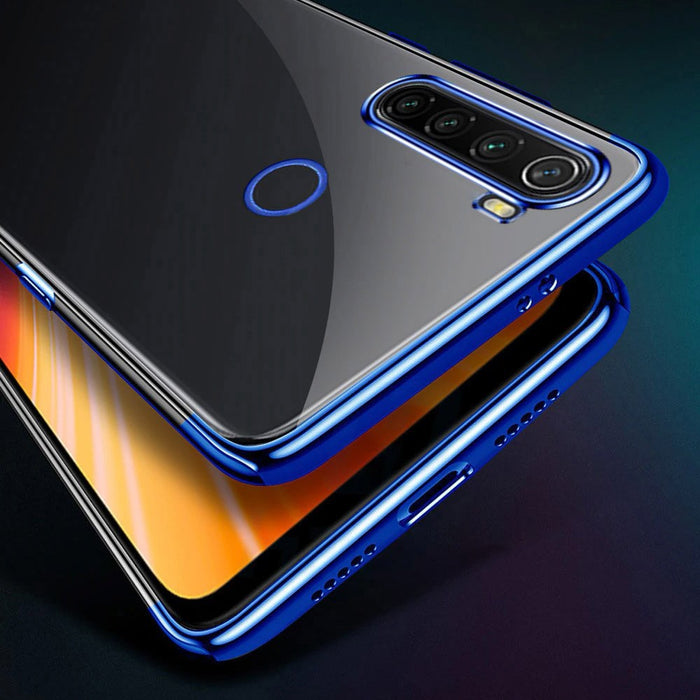 Калъф за телефон Clear Color Gel TPU Electroplating frame за Motorola G8 Play, син