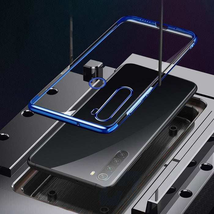 Калъф за телефон Clear Color Gel TPU Electroplating frame за Motorola G8 Play, син