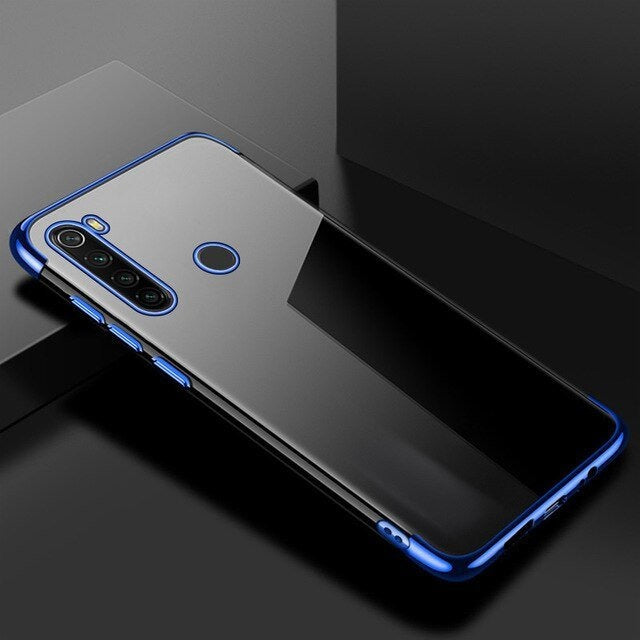 Калъф за телефон Clear Color Gel TPU Electroplating frame за Motorola G8 Play, син