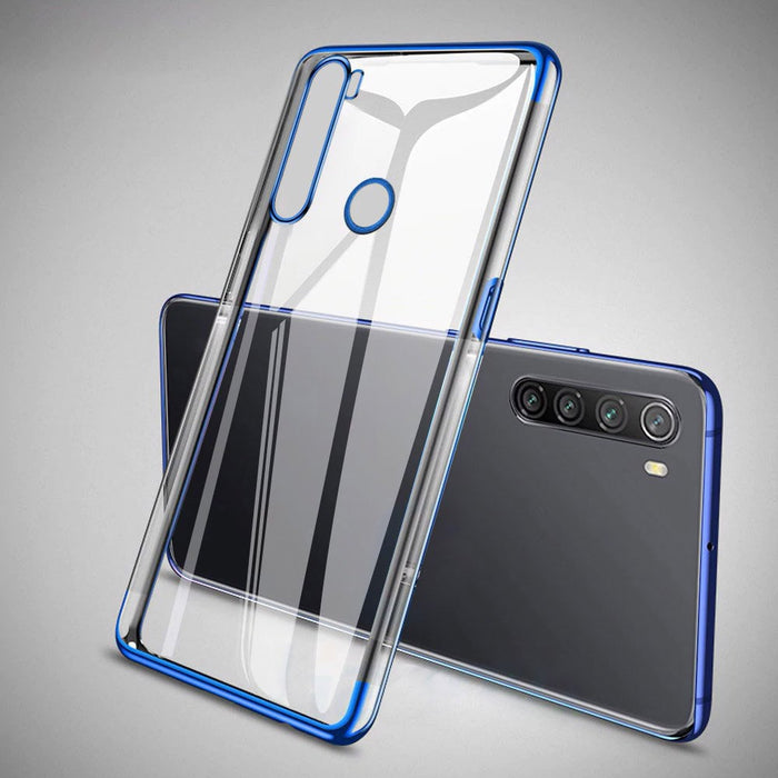 Калъф за телефон Clear Color Gel TPU Electroplating frame за Motorola G8 Play, син