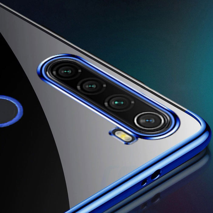 Калъф за телефон Clear Color Gel TPU Electroplating frame за Motorola G8 Play, син