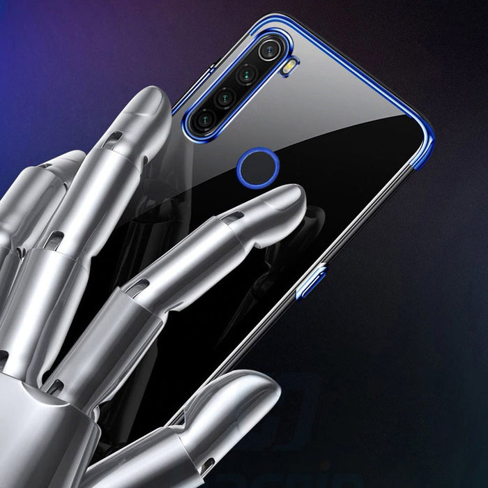 Калъф за телефон Clear Color Gel TPU Electroplating frame за Motorola G8 Play, син