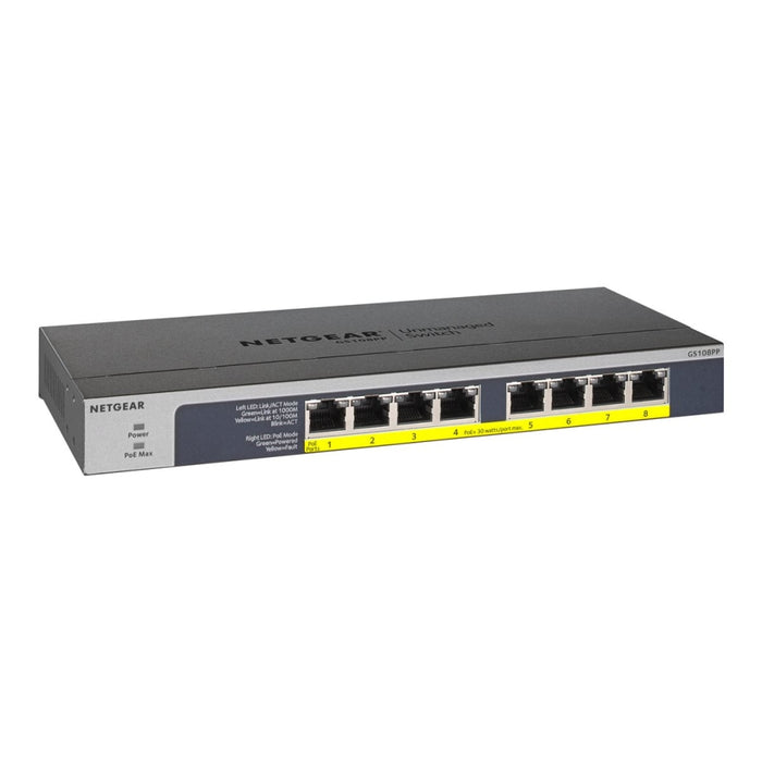 NETGEAR GS108LP 8PT GIGABIT UNMANAGED SWITCH 8xPOE + ports